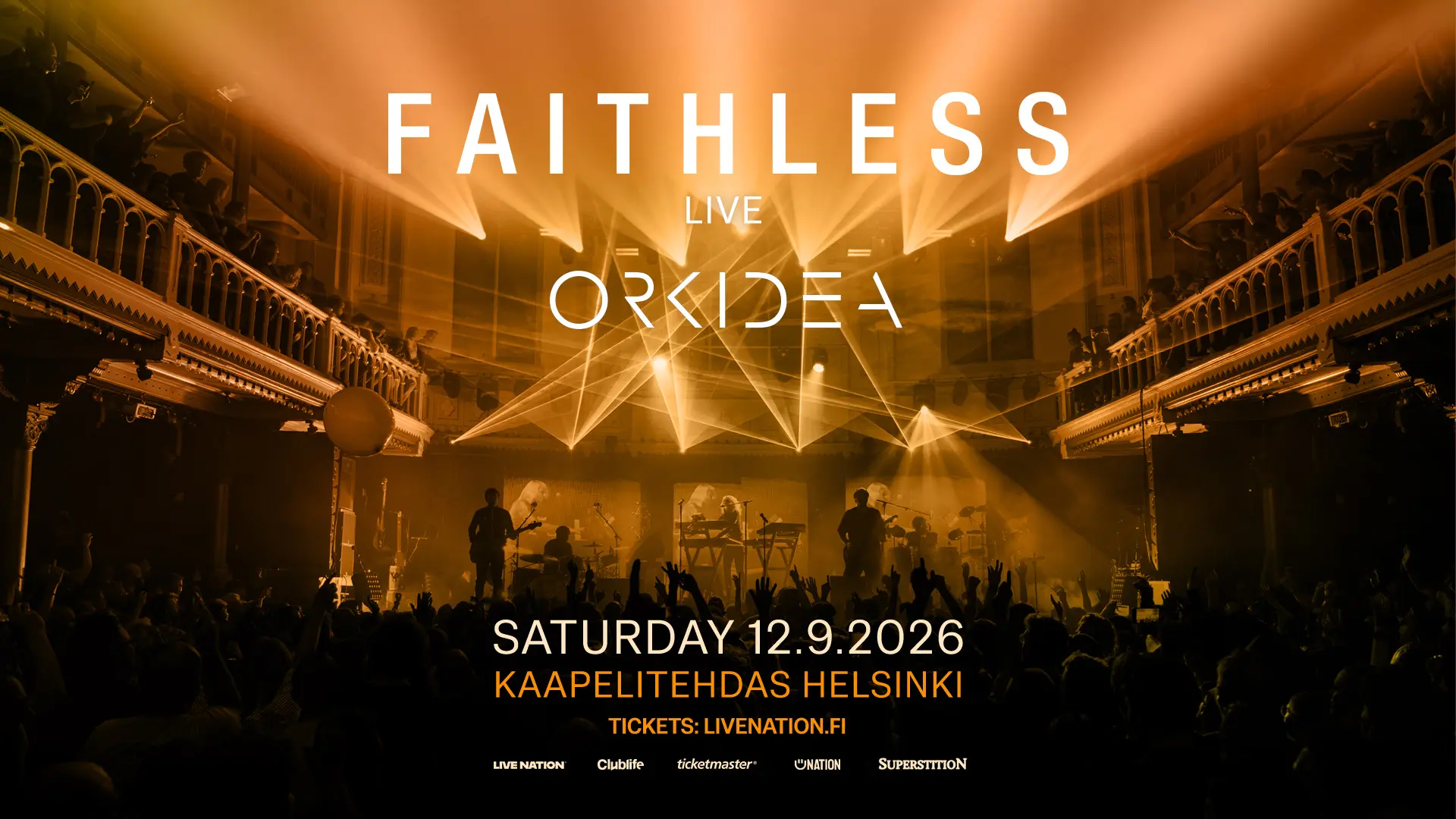 Faithless Live (UK), Orkidea, Helsinki, la, 12 syys 2026, 18:00, liput –  www.livenation.fi