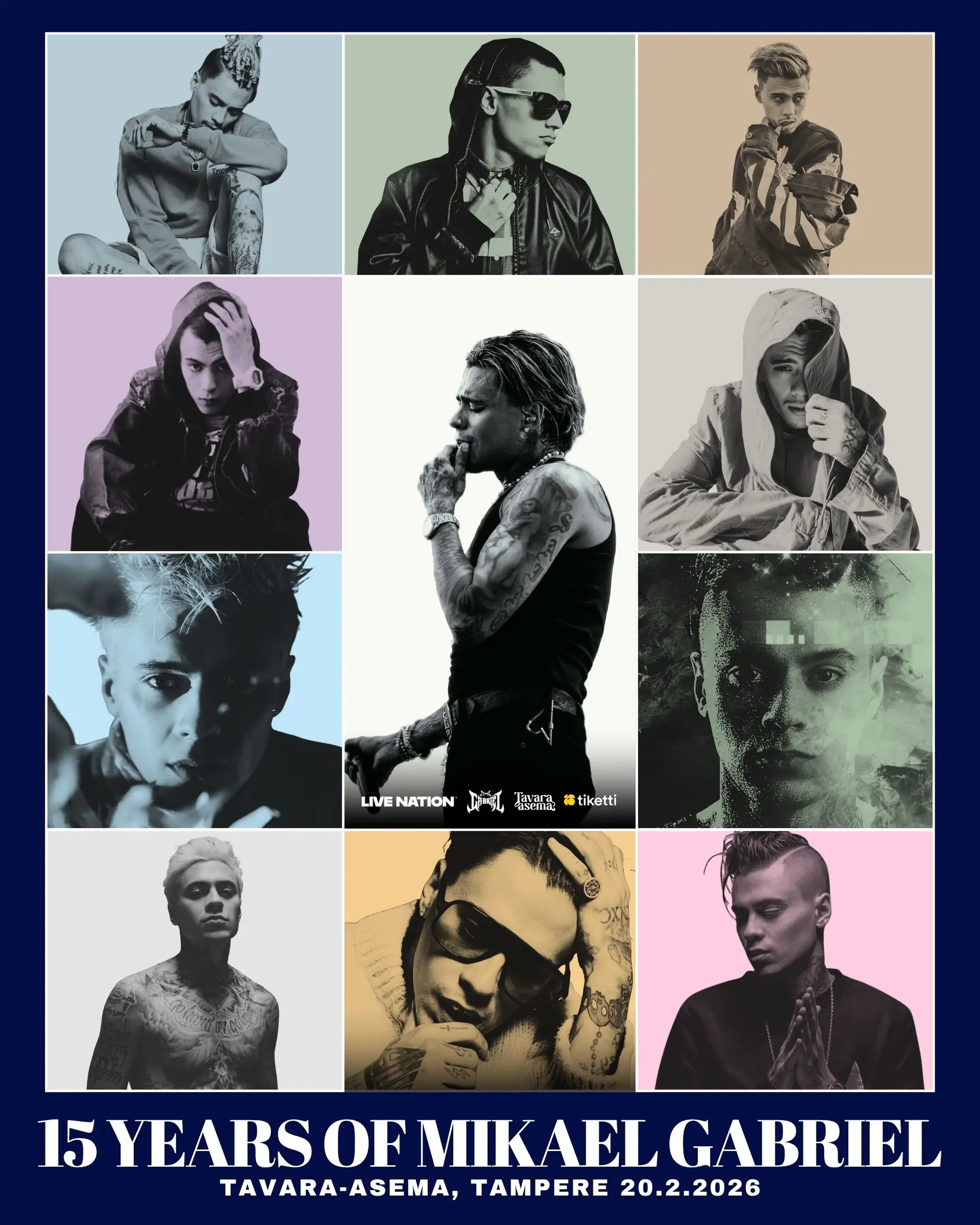 Mikael Gabriel 15 vuotis Tampereen keikan posteri
