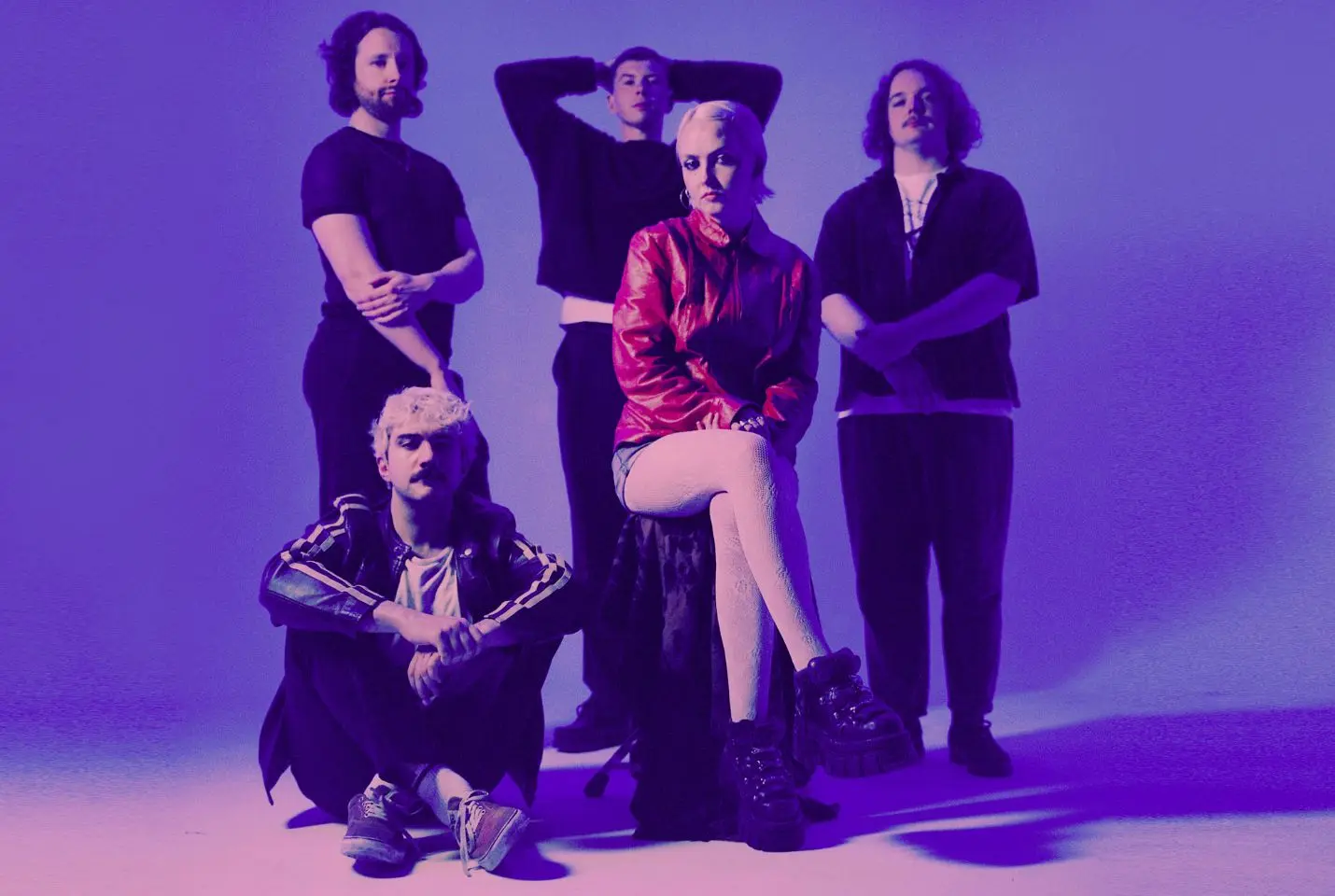 Five members of Just Mustard in a photo studio