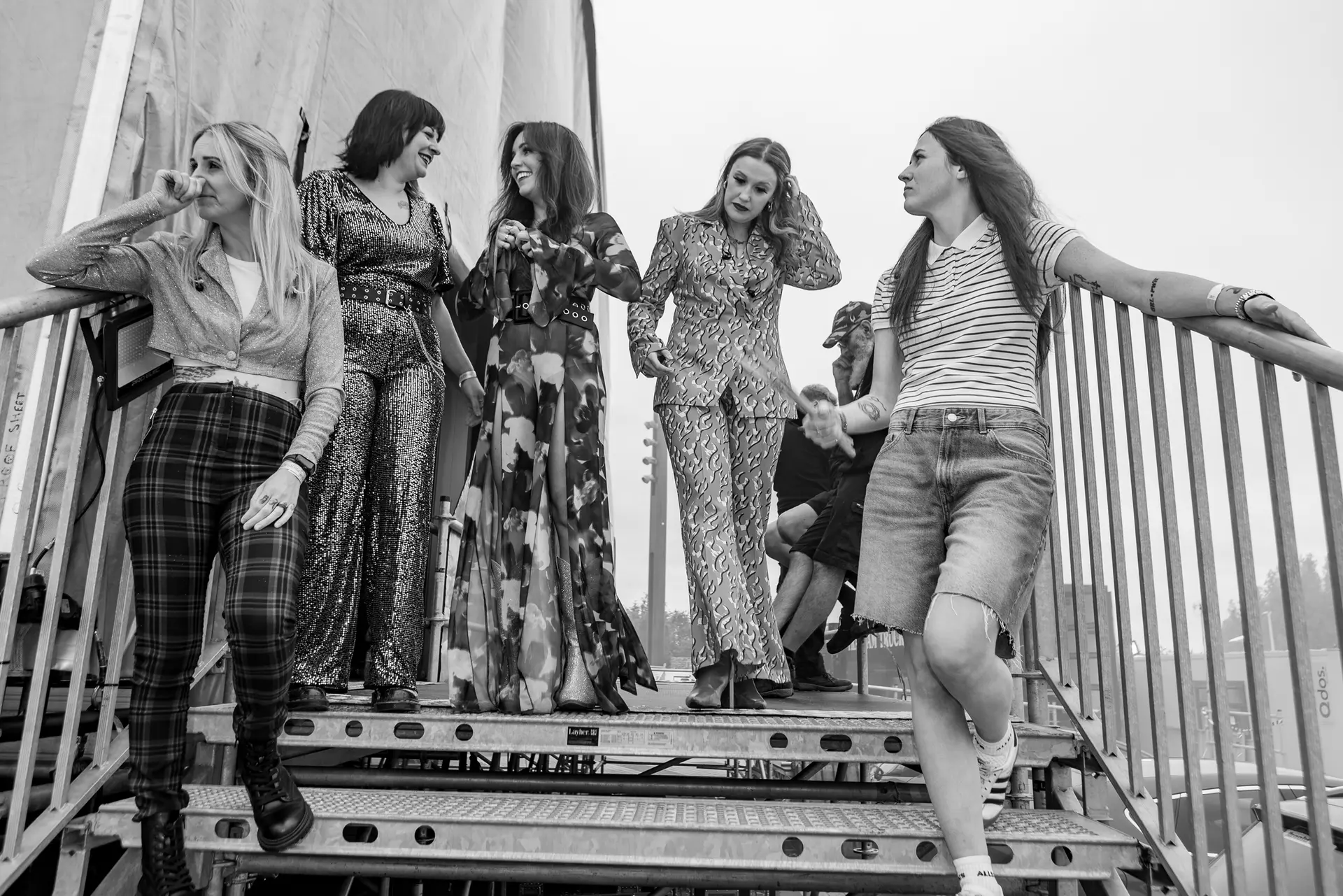 The Laurettes black and white standing on stairs