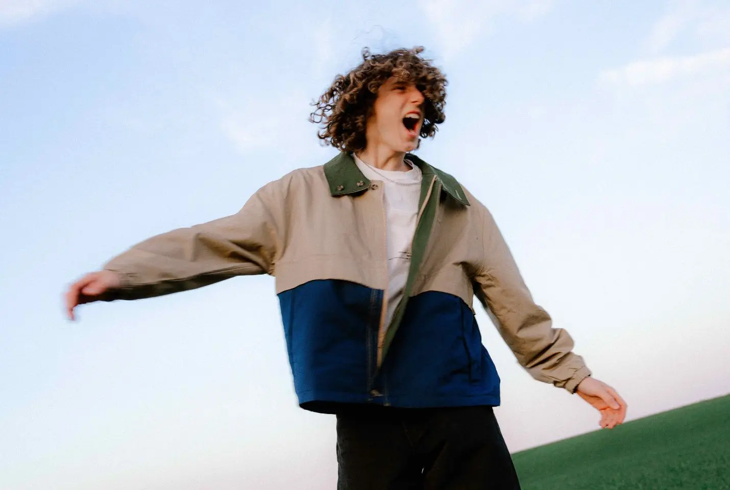 Man running in a field
